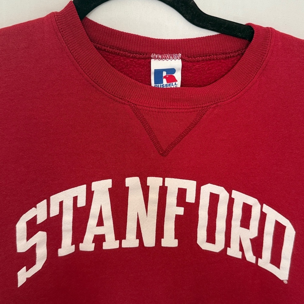 Vintage 90's Stanford University Sweatshirt small Russell Maroon Red Crewneck - Picture 2 of 5